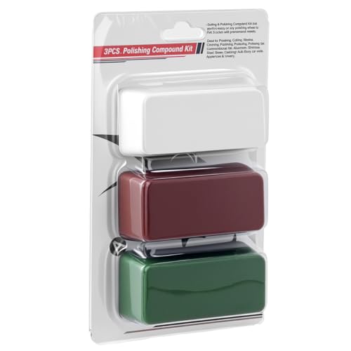QWORK® 3X 112g Polieren Schneiden Compounds, Verwendung mit Polierscheibe zum Polieren von Metall - Braun (Grob), Weiß (Mittel) und Grün (Fein)