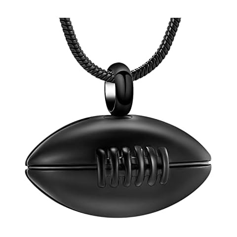 mingkejw Rugby Urn Necklace for Ashes Sport Cremation Jewelry for Men Women Stainless Steel American Football Memorial Necklaces Ash Holder for Human Pets Keepsake Jewelry for Loved Ones with Fill Tool Cover