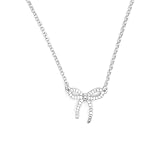 Collar de lazo de plata para mujer, collar con colgante de lazo de diamantes de imitación dorados brillantes, bonito collar de cinta preparada, accesorios de joyería de coqueta diaria, Large, Metal