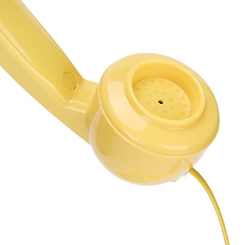 Teléfono fijo retro amarillo con cable y disco moderno miniatura 7