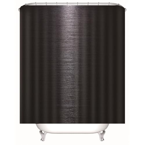 Rideau de douche noir imperméable en polyester lavable pour salle de bain