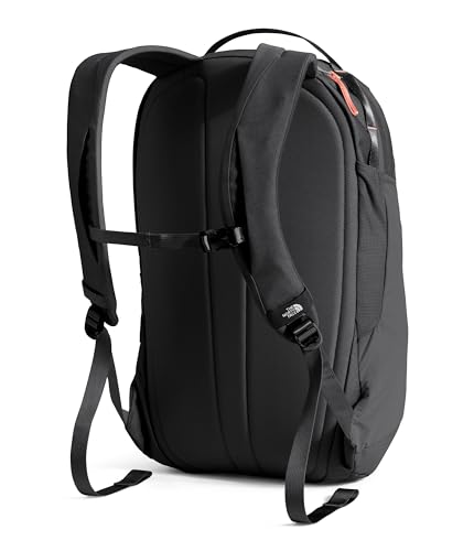 Image of The North Face Women's Isabella 3.0 Backpack | Everyday Travel Bag with 16 inch Laptop Sleeve, Water-Repellent Finish, Women-Specific Fit, TNF Black Light Heather /Burnt Coral Metallic-NPF, One Size