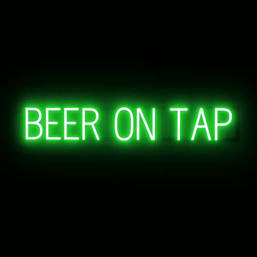 Image of SpellBrite LED Neon BEER ON TAP Sign for Business - Green, 39 inch x 6 inch | Ultra-Bright Click-Together Signage for Bars & Restaurants, with Visibility from 500 ft - 8 Animations, 6 Brightness Levels