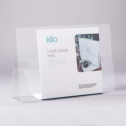 Kilo Cookbook & Tablet Stand/Rest. Splash and Splatter Protector for Your Books or Tablet. Clear Acrylic, One Size
