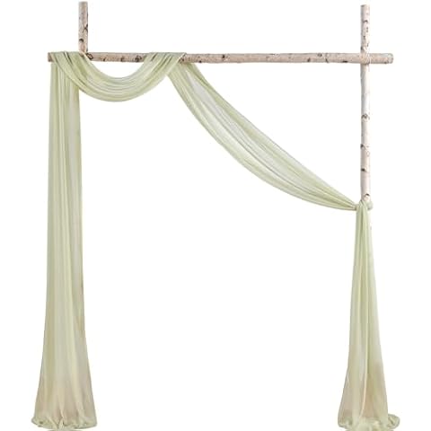Serra Flora Wedding Arch Draping Fabric 1 Panels 20Ft Light Green Sheer Chiffon Curtain Drapes for Wedding Ceremony Birthday Party Arch Flowers Decoration Cover