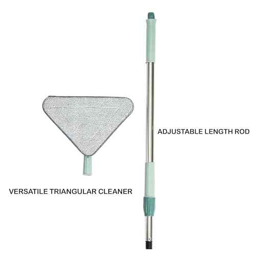 Image of Suzec Rotatable Triangle Mop With Long Handle | Microfiber Floor Cleaning Brush | Glass Wiper Window Cleaner, Car Glass Scraper | Dust Mop