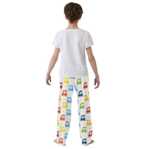 ZZXXB Colorful Steam Train Boys Long Pants Soft Trousers Elastic Waist Kids Lounge Bottoms with Pockets S-XL3