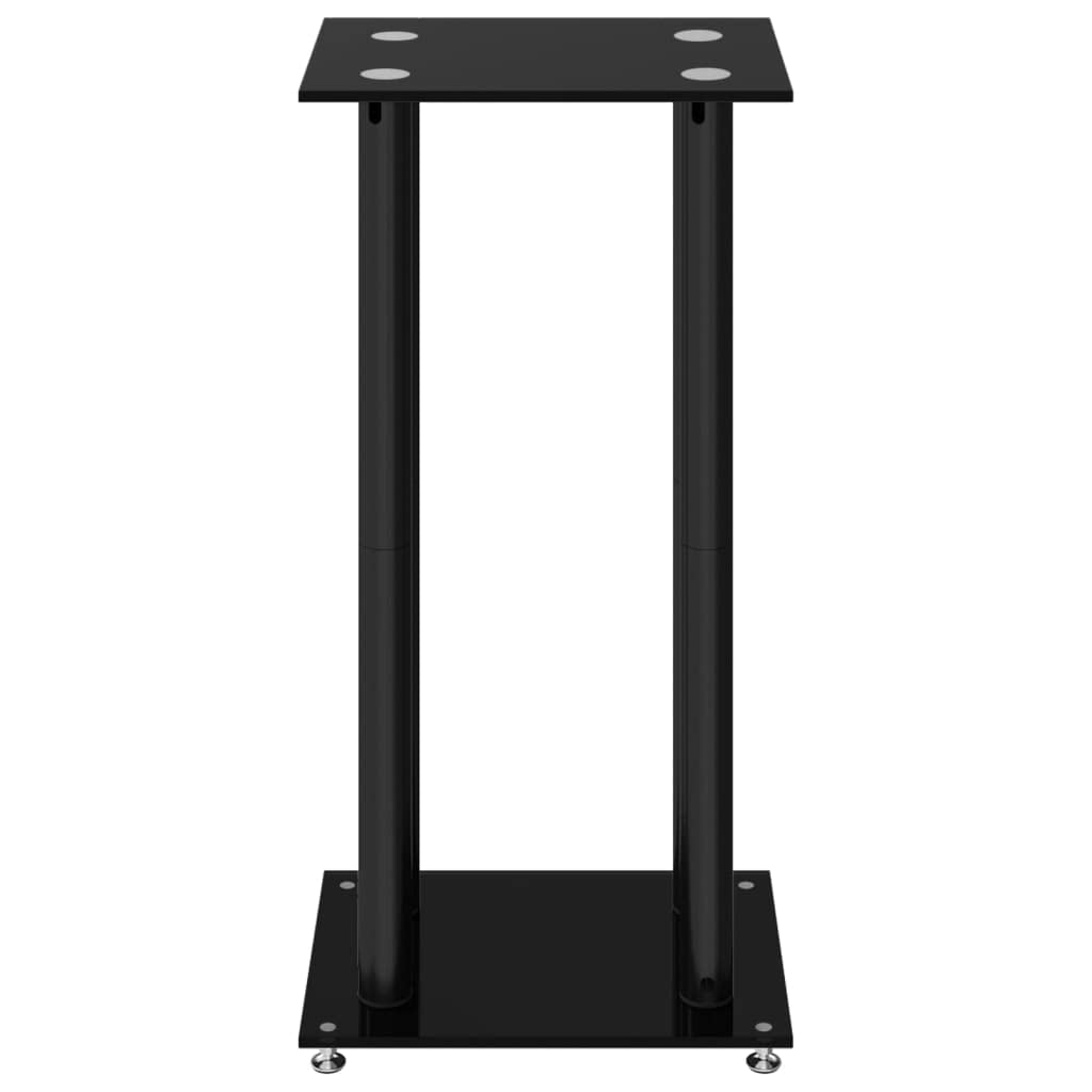 Tidyard Supports de Haut-parleurs Support d'enceinte Salon Antidérapant 2 pcs Noir Verre trempé 4 piliers