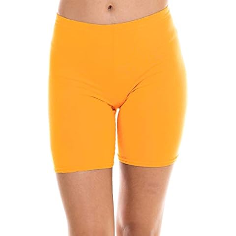 Loving People Solid Plain Cotton Biker Shorts, 2XL, Mustard Cover