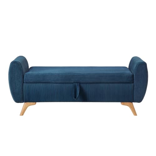 ERYE 57" Upholstered Bench with Storage for Bedroom End of Bed, Modern Corduroy Upholstered Ottoman Bench Indoor for Home Apartment Living Space, Wood Legs by ERYE - Used condition - Image 9