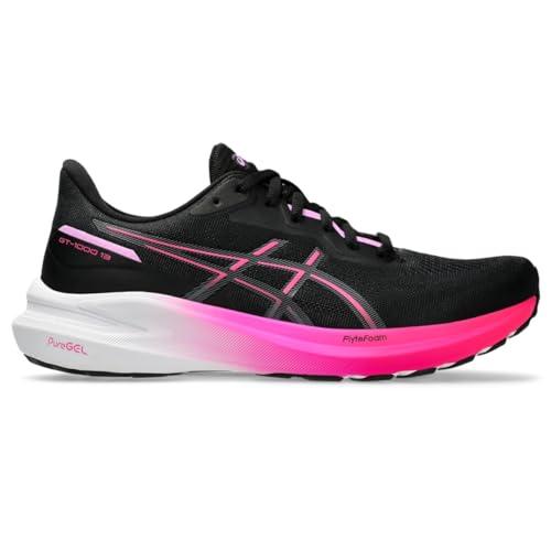 ASICS Women's GT-1000 13 Running Shoes, 8.5, Black/Pink GLO