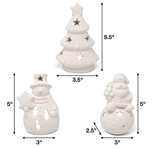 Set Of 6 Ceramic Christmas Santa Snowman Tree Figurines Paint Craft Kit Unpainted Ceramics Plaster Keepsake For Kids Classroom Art Project Xmas Favors Holiday Party Decoration Paint & Brushes Included #TOP1