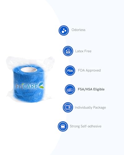 Image of FriCARE Self Adhesive Bandage Wrap, Medical Tape in First Aid Kit | Elastic Cohesive Bandages for Sports /Vet /Wrist Ankle Wounds, 2 Inches X 5 Yards, Latex-free 6 Rolls, Urban Pop