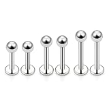 Lcolyoli G23 Titanium Lip Rings 18G Labret Jewelry Medusa Piercing Jewelry Monroe Lip Rings Different Size Tragus Nail Conch Helix Earring Stud Bar Length 6mm 8mm 10mm Ball
