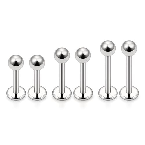 Lcolyoli G23 Titanium Lip Rings 16G 18G 20G Labret Jewelry Medusa Piercing Jewelry Monroe Lip Rings Different Size Tragus Nail Conch Helix Earring Stud Bar Length 6mm 8mm 10mm