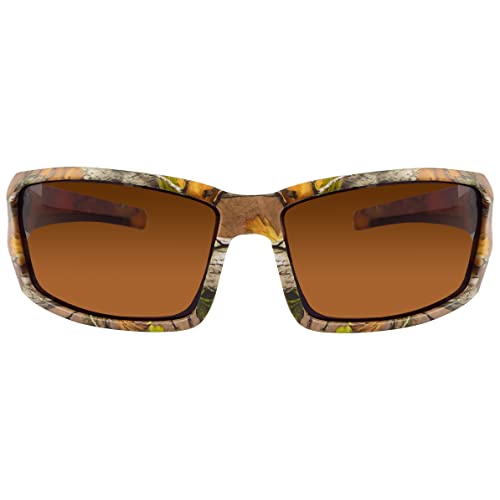 Image of Hornz Brown Forest Camouflage Polarized Sunglasses for Men - Aquabull - Free Matching Microfiber Pouch