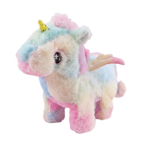 Walking Unicorn Toys, 8 Inches Unicorn Stuffed Animal with Light, Simulated Sound Tail Wagging Head Shaking, Colorful Electronic Pony Plush Toys Gifts...
