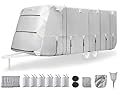 30-33FT 300D Oxford Travel Trailer RV Cover, Waterproof, Windproof, Rip-Stop Anti-UV Camper Cover, RV Tarp for Winter Snow,with Adhesive Repair Patches, 2Pcs Extra Straps & 4 Tire Covers