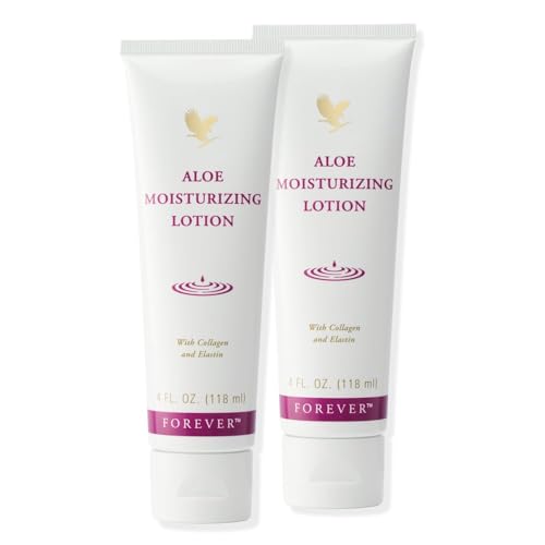 Forever Aloe Moisturizing Lotion intensive Feuchtigkeitspflege für Körper und Gesicht Make-Up-Unterlage zieht rückstandsfrei ein glutenfrei dermatest-zertifiziert Tube (2 x 118 ml)