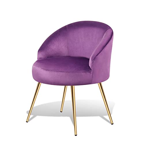 Magshion Spacesaving Vanity Stool Accent Chair Armchair Living Room Chair Leisure Chairs Makeup Bathroom Seat Wood Legs Velvet Chair, Grey, Velvet Purple #TOP28