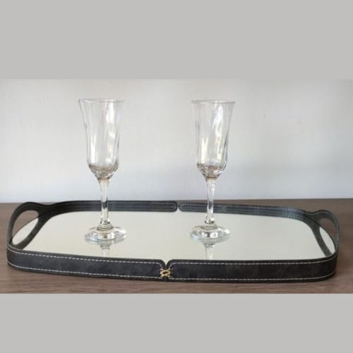 Bandeja Espelhada Vale em Couro Preto