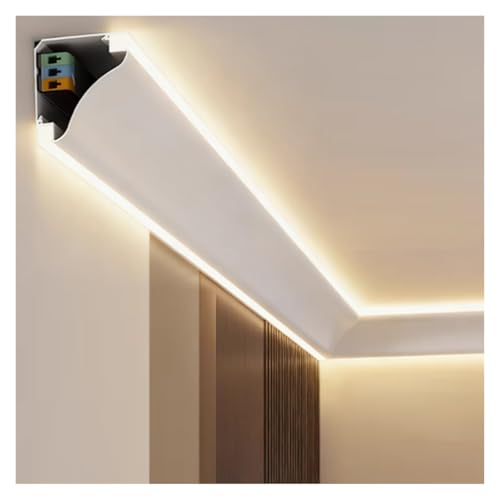 SRNSAEB White Led Light Strip Diffuser Covers, Led Skirting Boards/Cuttable Moulding Led Coving, Bedroom/Kitchen/Hallway Aluminium Channels for Led Strip Light(3.5'/1.1m)