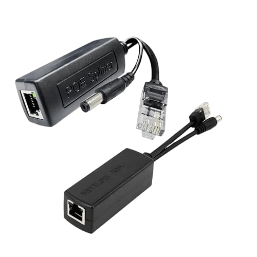 Image of 2-Pack POE Adapter Splitter Active 48V to 12V Compatible with POE Devices PoE Switches IP-Camera IP-Phone, Black