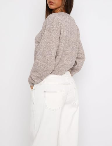 Womens Y2K Cropped Sweaters Cardigan Long Sleeve Open Front Button Down Knit Pullover Sweater Fall Clothes 20253