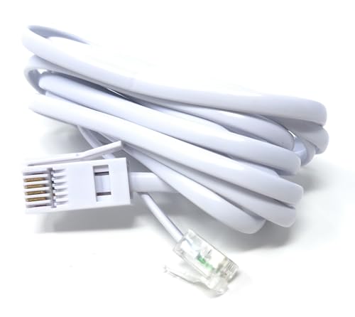 DRUT 2m BT to RJ11 4 Wire (431A) Male to Male UK Telephone Modem Lead Cable (6.5ft, White)