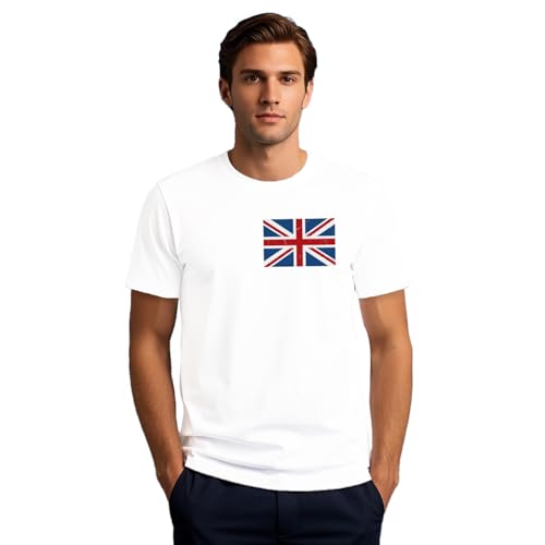 SUWATOIN London England Shirt for Men Union Jack Flag Souvenir Printed T-Shirt Tops White