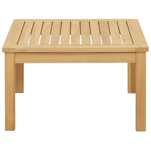 Mesa de centro de acacia de 60x60x36 cm resistente para exterior e interior 4