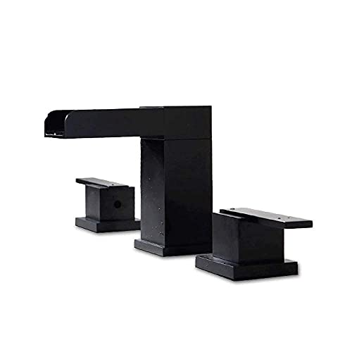 Robinet de lavabo cascade noir à trois trous pour salle de bain moderne - 6
