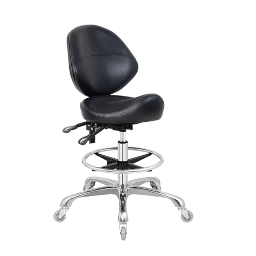 Nolasalon Saddle Stool Chair with Wheels,Ergonomic Swivel Rolling Height Adjustable for Salon Beauty Clinic Dentist Tattoo Home Office