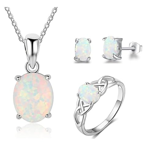 Elegant 925 Sterling Silver Opal Jewelry Set Cover