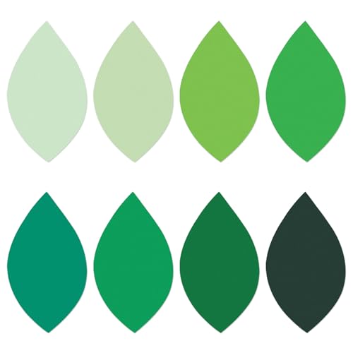 MixTeach 200 Pcs Paper Leaf Cutouts 4 Inch Paper Leaves Assorted Green Color Leaf Shape Die Cuts Summer Classroom Decor for Bulletin Board DIY Craft Project Party Wall Decoration
