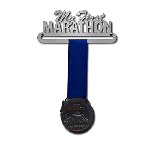 Allied Medal Hangers - My First Marathon - Single Medal Holder (6'' Wide with 1 Hang bar) - Brush Script/Myriad - Multiple Variations Offered