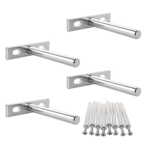 SpzcdZa 4pcs Floating Shelf Brackets 4 Inch Length Blind Shelf Supports Metal Hidden Concealed Invisible Shelf Support for Wall Shelving Bracket