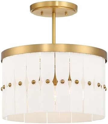 Minka Lavery 2083-732 Coronelle 3 Light 16" Wide Semi-Flush Drum Ceiling Fixture/Converts to Pendant - Legacy Brass with Faux Alabaster