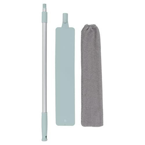 Cepillo para el polvo, barra de aluminio, mango largo, 55 pulgadas, extensible, abertura elástica, lavable, plumero largo y plano de microfibra