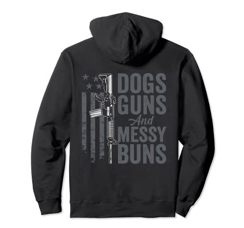Perros pistolas y bollos desordenados - Ladies Gun USA Dog Lover (BACK) Sudadera con Capucha