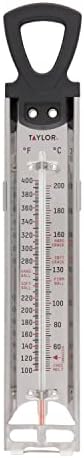 Taylor Stainless Steel Candy and Deep Fry Thermometer, 12-Inch Analog Paddle with Pan Clip, Ideal for Frying, Sugar, Brewing, Syrup, and More