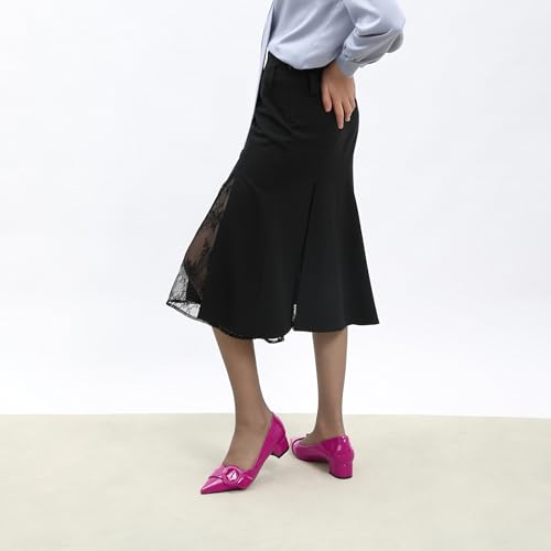 Low Chunky Kitten Heels for Women Closed Pointed Toe Slip on Patent Pumps Office Comfort Wedding Evening Dress Shoes 1.4 Inch2