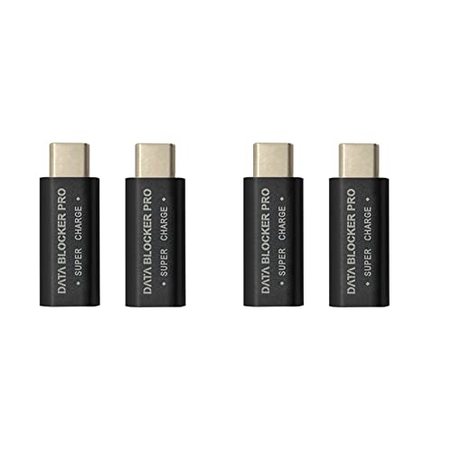 Reinscer 4PCS USB Type-C Bloqueur de Données USB-C Juice Jack Adaptateur Prise en Charge Charge (50V / 5A) Arrêter Le Vol de Données (Noir)