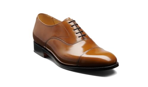 BARKER Malvern - Zapatos de vestir Oxford para hombre, zapatos Derby de cuero hechos a mano de lujo para uso formal, Tan Hi Shine, 43.5 EU