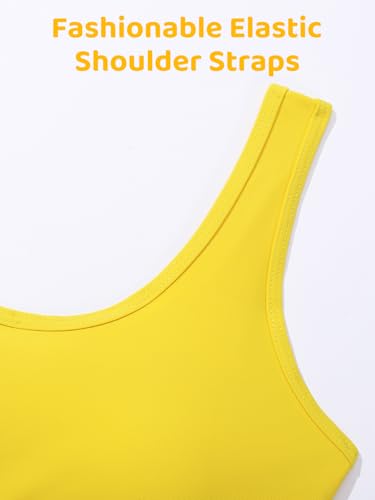 Girls Swimsuit 3 Piece High Waist Sport Bathing Suit Quick Dry Bikini Tankini Sets with Shorts for 7-163