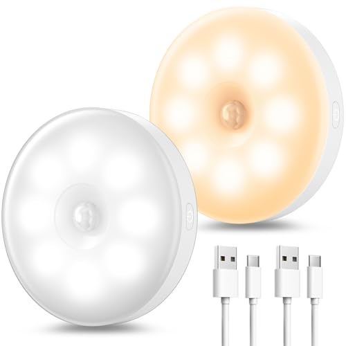 daphomeu Luci con sensore di movimento ricaricabili USB per interni, luci notturne a 3 modalità per camera da letto, corridoio, cucina, armadio scale (2)