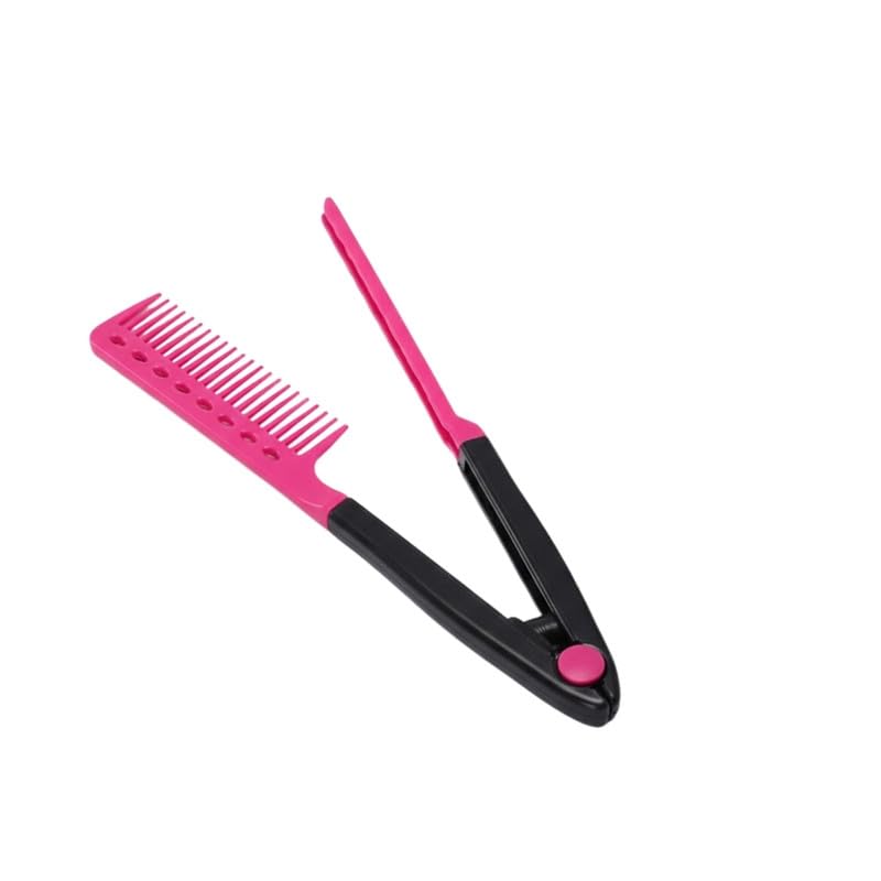 Image of JKAUR V Shaped Foldable Hair Comb for Straightening and Curling | Rose red