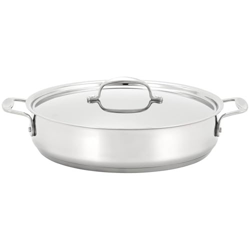 Stellar Profile 28cm Shallow Casserole Pan – 2.5L Stainless Steel Uncoated Saute Pan with Twin Handles – Induction Hob Compatible, Dishwasher & Oven Safe, Uncoated & PFAS-Free