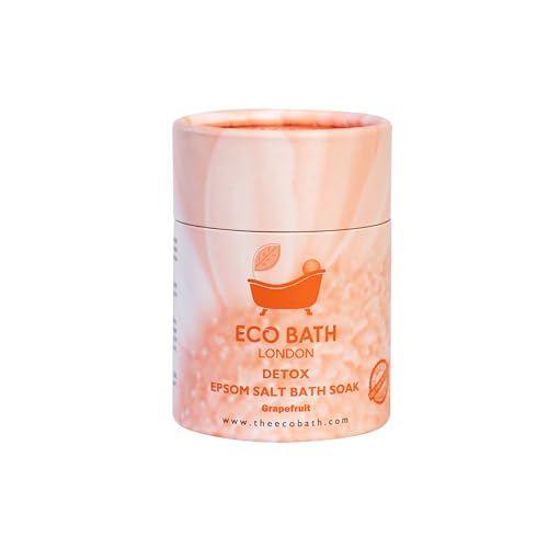 Image of Eco Bath London Detox Epsom Salt Bath Soak - Tube 8.8 oz (250 g), Made in UK, Magnesium Bath Salt Infused with Grapefruit Essential Oil