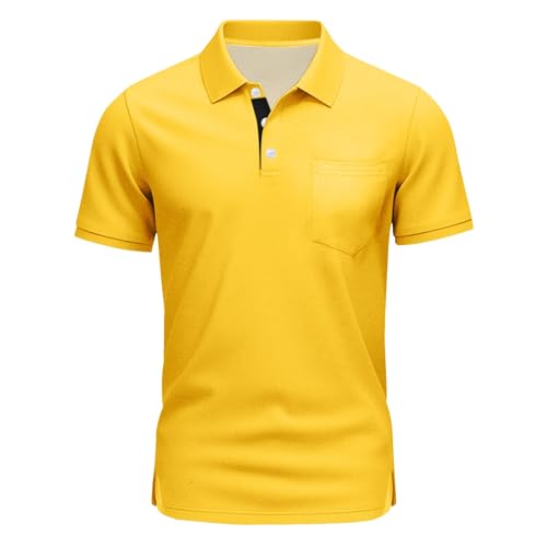 Men's Polo Shirt Summer Short Sleeve 3 Button Lapel Tees Solid Color Business Casual Golf Shirts2